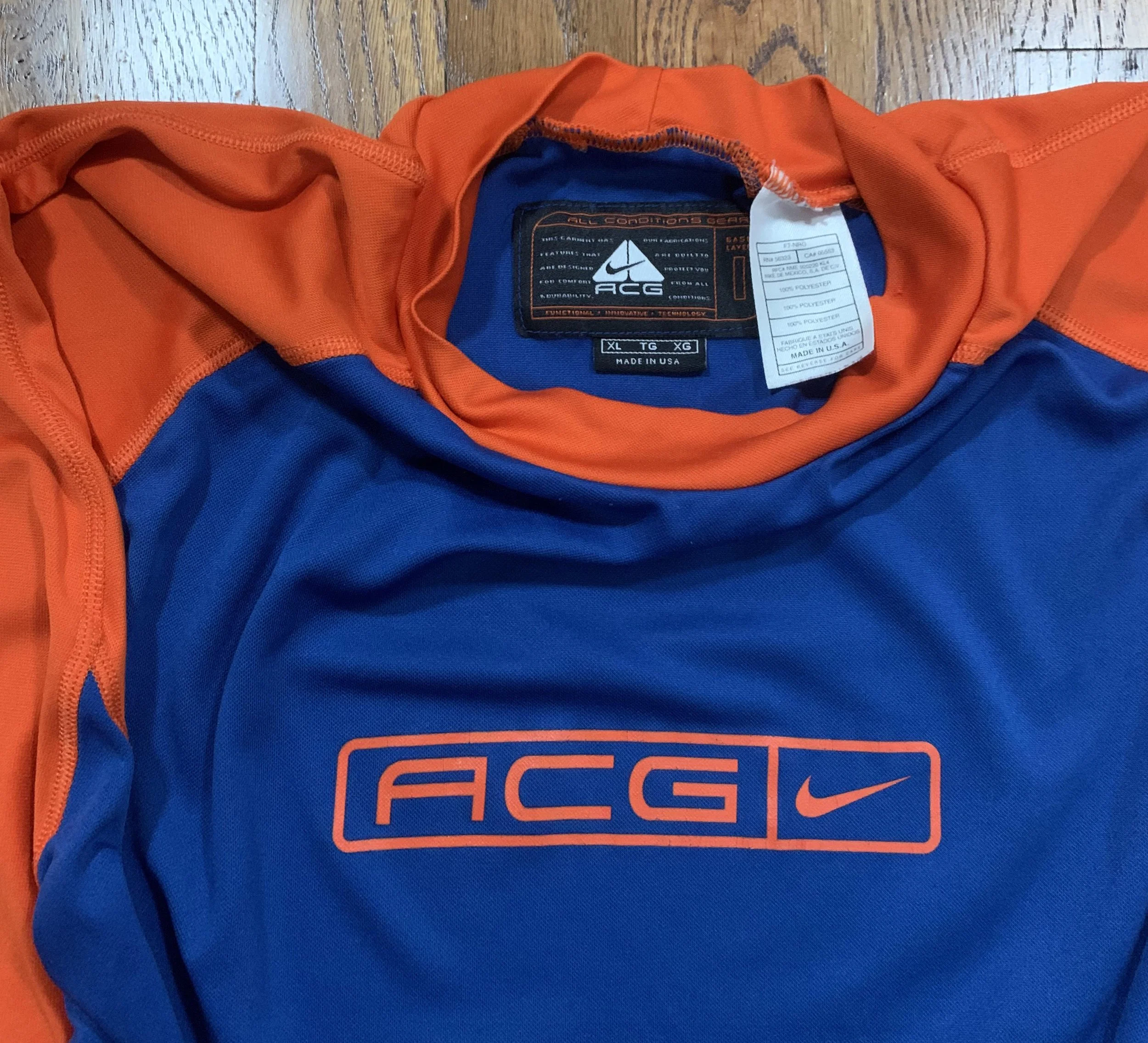 トップス Vintage Nike acg Vintage Nike ACG Orange / Blue L/S Shirt (Size XL) — RootsBK